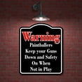 thumbnail image 2 of Warning Paintballers Keep your Guns Down BLACK Aluminum Composite Sign, 8.5"x10", 2 of 9