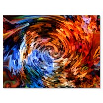 Designart ' Orange Spiral Abstract Voyages To Inner World ' Modern Canvas Wall Art Print