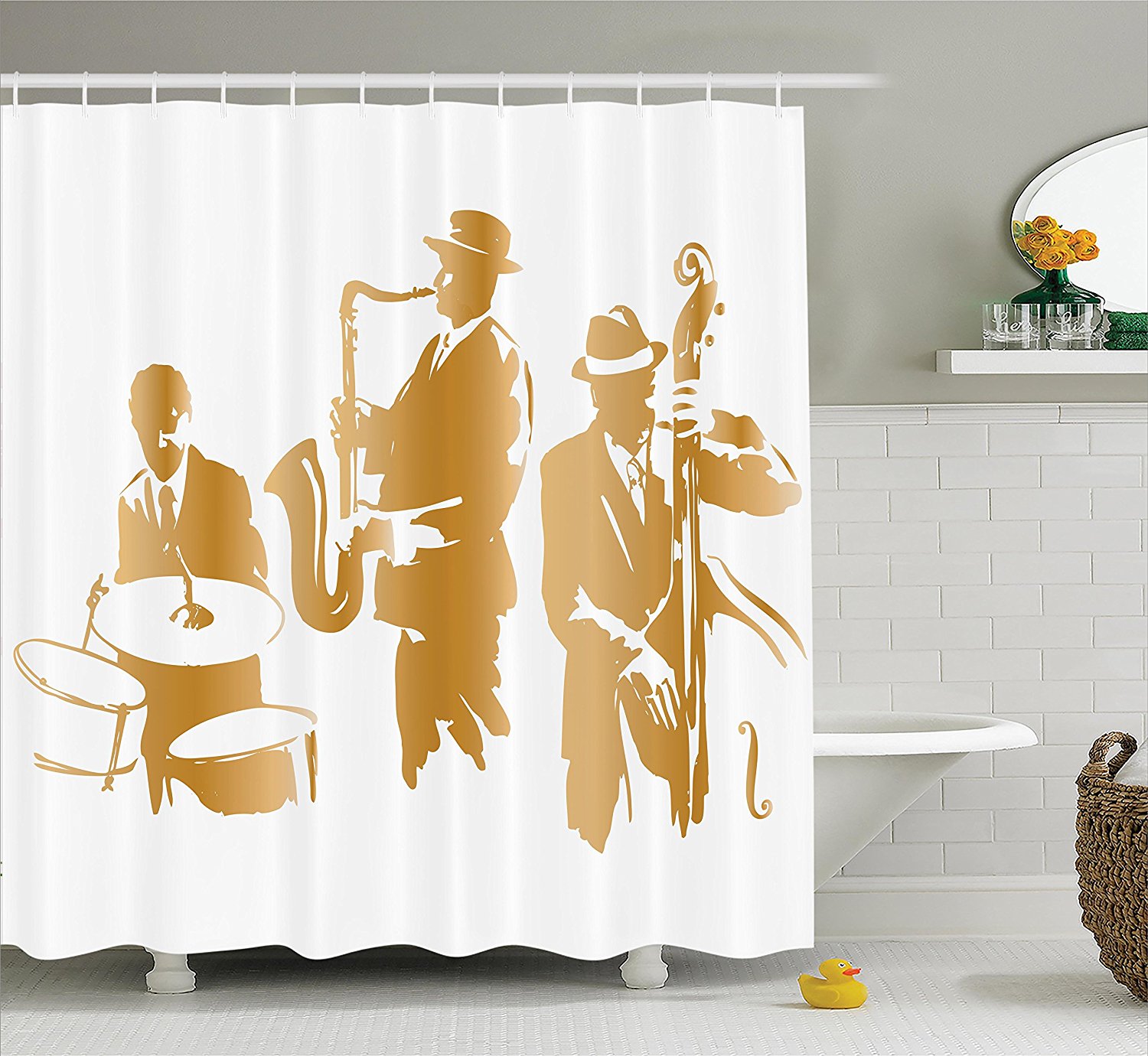 Jazz Music Decor Shower Curtain By Vintage Style Illustration Of Jazz Band Playing The Blues Music Home Vibes Art Fabric Bathroom Set With By Ambesonne Walmart Com Walmart Com