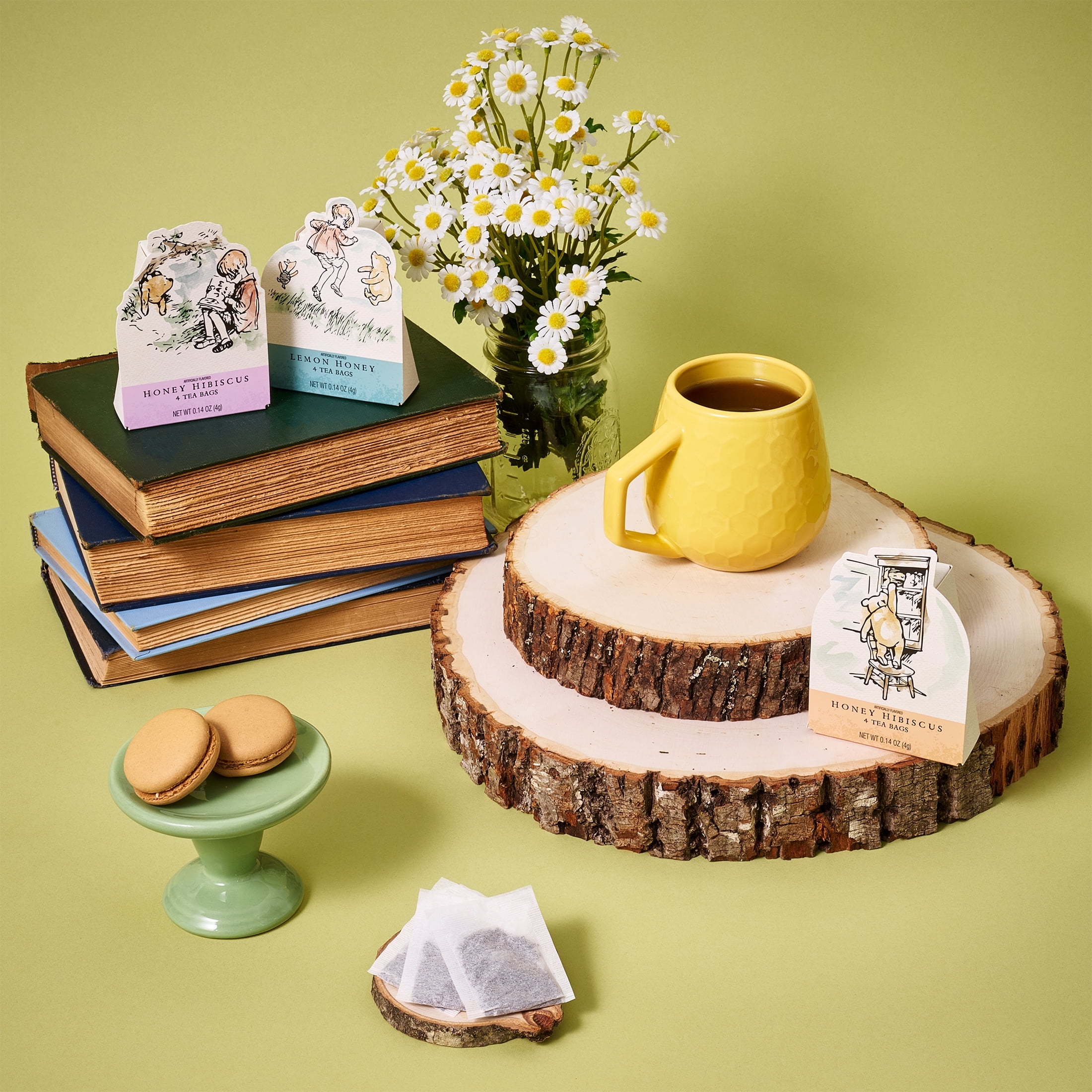 Thoughtfully Classic Winnie-the-Pooh Tea Gift Set, 12 Illustrated Character Boxes with Quotes, Lemon Honey & Honey Hibiscus, 48 Tea Bags Total