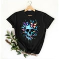 thumbnail image 4 of Women's Morbid Floral Skull Tee - Vintage Sugar Skull Graphic T-Shirt | Plus Size Loose Fit Gothic Tops for Women & Teens, 4 of 4