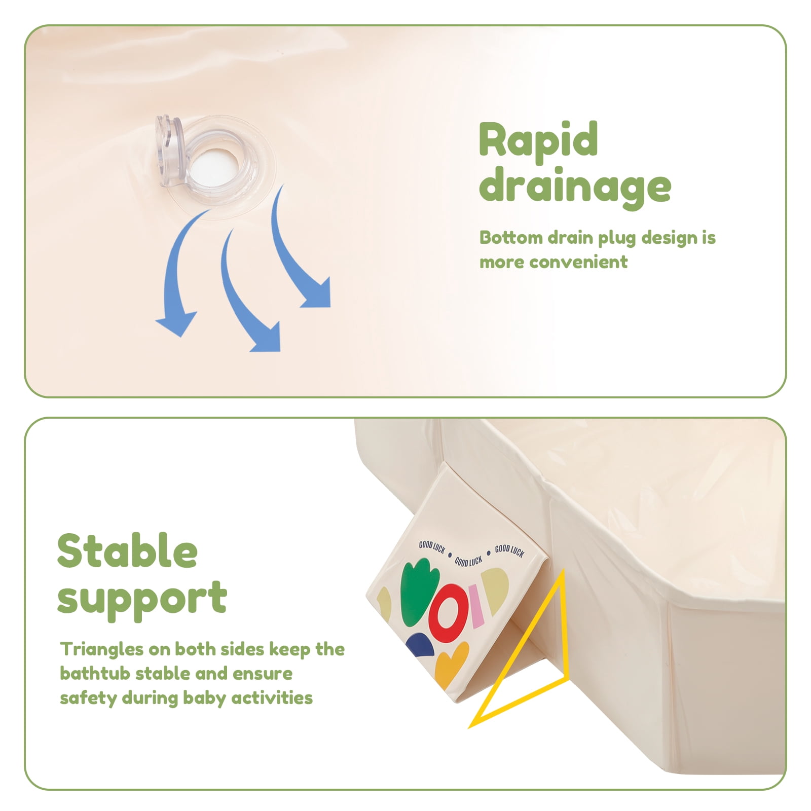 LINFANG PVC Foldable Baby Bath for Kid Pet Space Saving Toddler Infant Bathtub Sturdy Baby Tub for Newborn Home Laundry Use