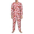 thumbnail image 3 of Sikiie Hand Drawn Strawberry Mens Pajama Set, Soft Warm Long Sleeve Sleepwear, Cozy Button-Down Pjs for Men-Large, 3 of 7