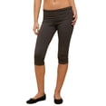 thumbnail image 2 of Women Fold Over Capri Leggings Y2K Low Rise Elastic Waist Cropped Pants Knee-Length Skinny Yoga Athletic Pants Dark Gray L, 2 of 9