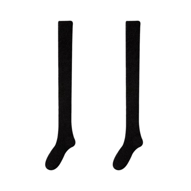 Wartleves Calcetines de invierno cálidos de vellón hasta la rodilla para mujer Calcetines suaves hasta el muslo