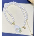 thumbnail image 3 of EOEMY Natural 7-9mm Rice White Freshwater Pearl Necklace 18" Jade Pendant For Women, 3 of 5