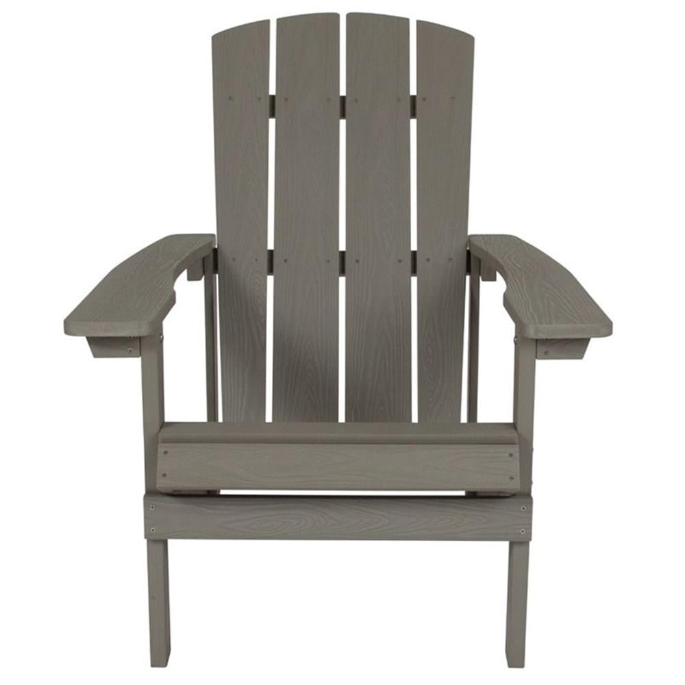 Pemberly Row Farmhouse All-Weather Adirondack Chair in Gray Faux Wood