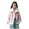 thumbnail image 3 of MKOSPLRT Faux Suede Jackets for Girl 2-14Y Lapel Collar Fleece Lined Overcoats Warm Winter Coats Thicken Parka Outwear with Pocket, 3 of 10