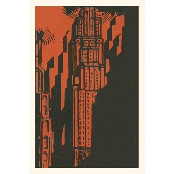 Pocket Sized - Found Image Press Journals: Vintage Journal Woodcut of Skyscraper (Paperback)