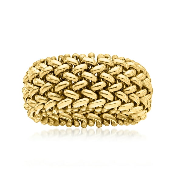 Ross-Simons Italian 14kt Yellow Gold Beaded Mesh Ring, Women's, Adult