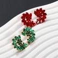thumbnail image 2 of Bocar Rhinestone Cluster Stud Earrings Bling Crystal Drop Dangle Earrings Bridal Wedding Earrings for Women(ER1187-Red+Emerald), 2 of 2