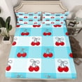 thumbnail image 2 of Homewish Blue Square Buffalo Bed Sheets for Teen, Cute Cartoon Cherry King Sheets, Kawaii Bow-tie Bowknot Sheet Set, Luxury Bedroom Decor, 4 Pieces, 2 of 7