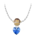 thumbnail image 1 of Delight Jewelry Blue Crystal Heart Mia Monkey Charm Necklace, 1 of 4