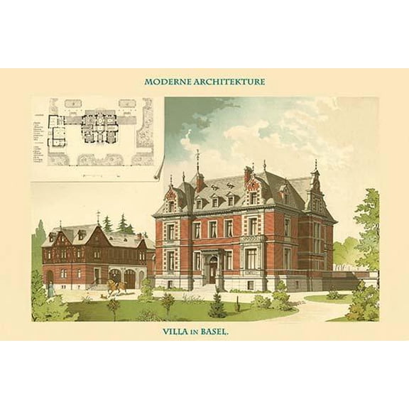 Villa in Basel, Basle, Switzerland-Fine Art Canvas Print (20" x 30")