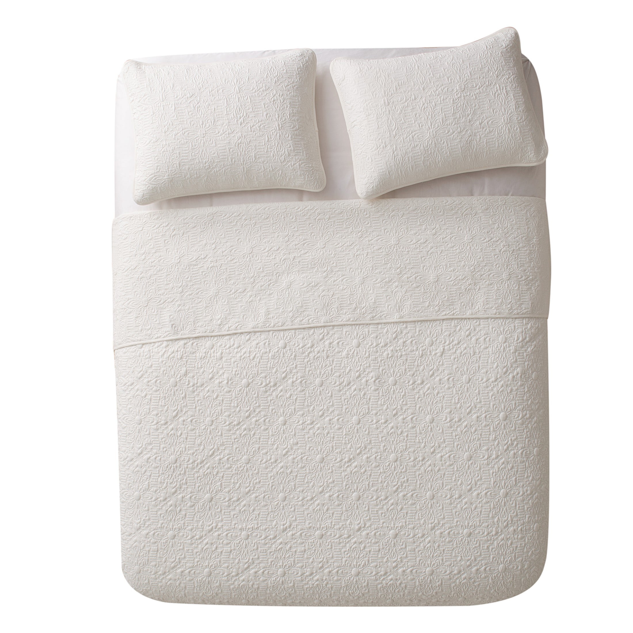 VCNY Home Caroline 3-Piece White Floral Quilt Set, Full/Queen, Adult, Unisex