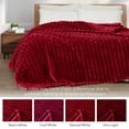 thumbnail image 4 of Exclusivo Mezcla Fleece Throw Blanket for Couch, Super Soft 3D Striped Jacquard Blanket, Lightweight Fuzzy Cozy Blankets, Deep Red, 50"x60", 4 of 9
