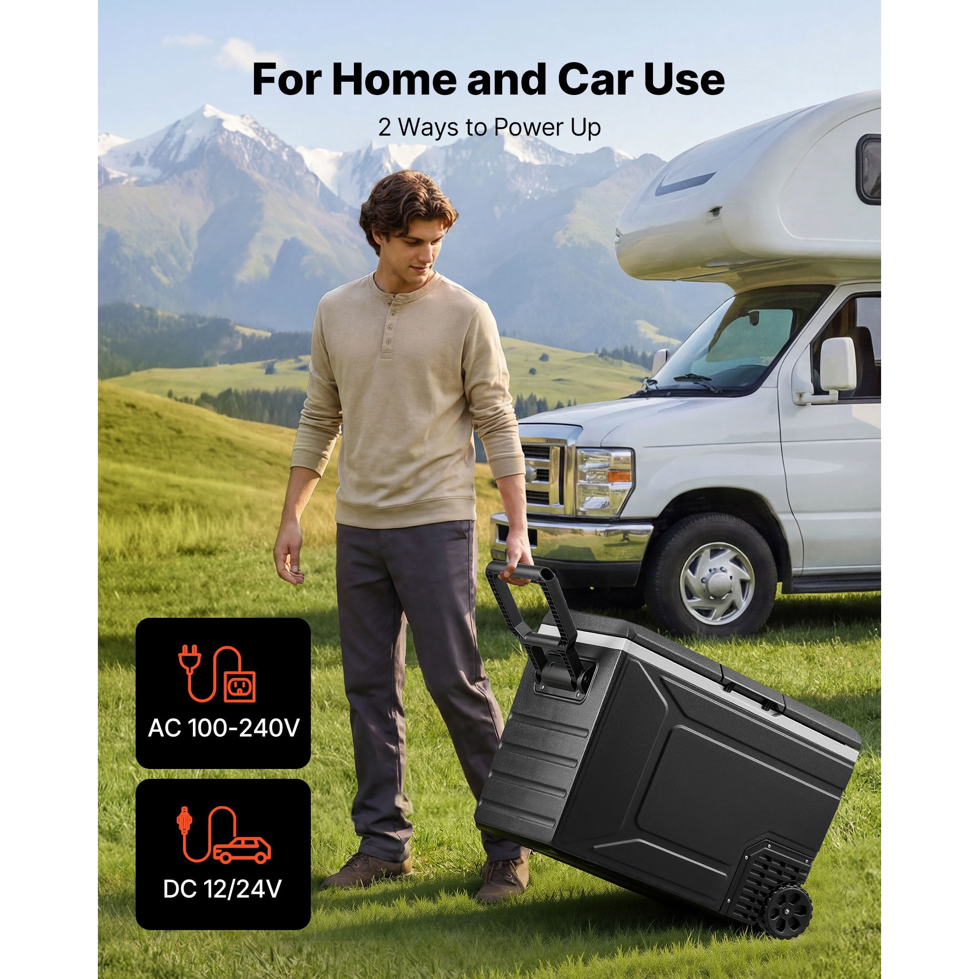 KFFKFF 12 Volt Portable Refrigerator, 82.4 QT/78L Car Cooler, Electric Freezer with Handle, App Control & Wheels, 12V/24V DC 100-240V AC, -4℉ to 68℉, Ideal for Truck, Van, RV, SUV, Travel,and Camping