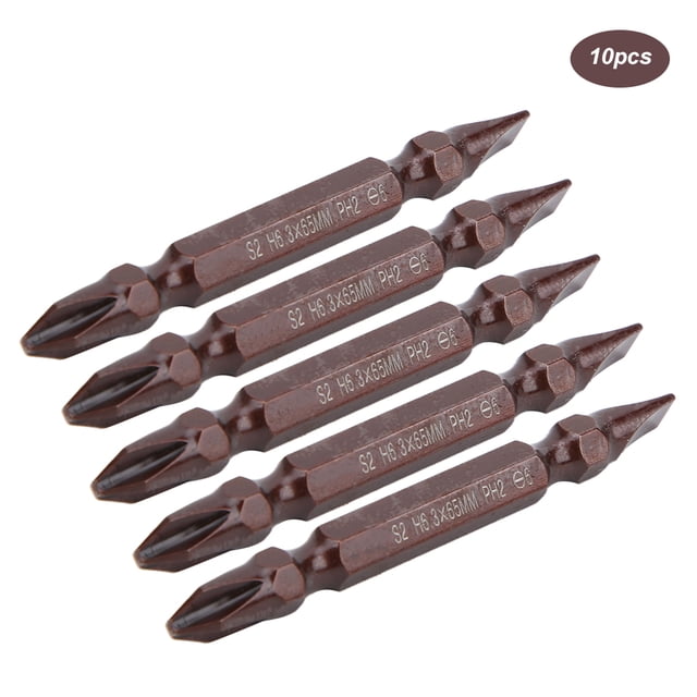 10 UDS PUNTAS DE DEMORNILADOR DE DOBLE PUNTA S2 MATERNO MAGNÍTICO PH2 O SL6 HERRAMIENTA DE HARDWARE H6.3X65MM