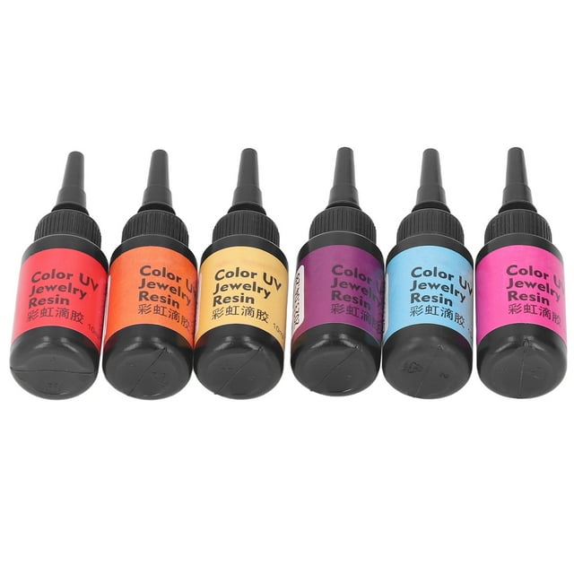 Jewelry Resin, 6 Pieces Safe Material Easy Operation Resin Wide Application for Craft Set C Deep , Pale Yellow, Orange, Red, Light Blue, Violet