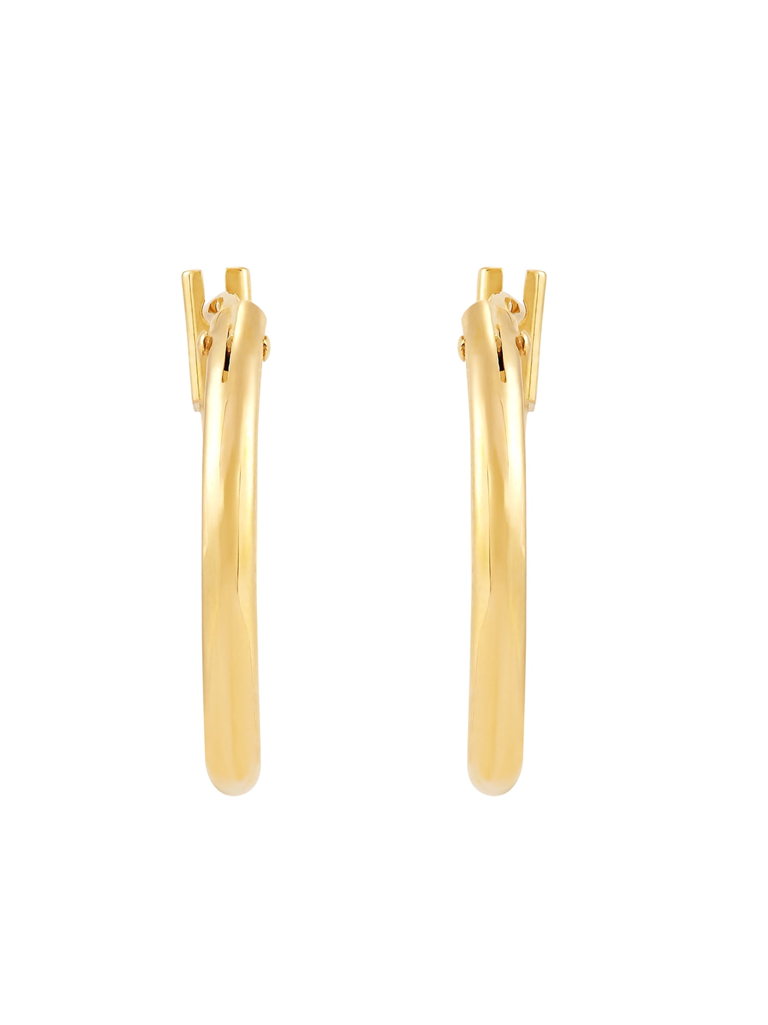 Brilliance Fine Jewelry 14K Yellow Gold 15MM Hollow Round Snap Hoop Earrings