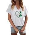 thumbnail image 2 of Puntoco Rebajas de blusas cortas para mujer Blusa informal de moda con cuello en V y mangas cortas con estampado del Día de San Pablo para mujer, 2 of 4