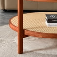 thumbnail image 4 of SUDICA Modern Minimalist Round Coffee Table, Double-Layer Solid Wood Frame with Textured Glass Top and PE Rattan Shelf for Living Room, 4 of 10