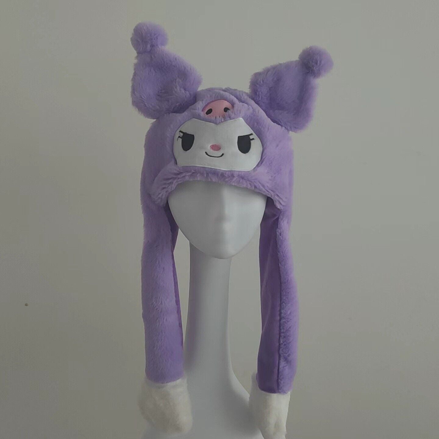 Kawaii Kuromi Plush Hat, Movable Ears, Warm Cap, Cosplay Toy