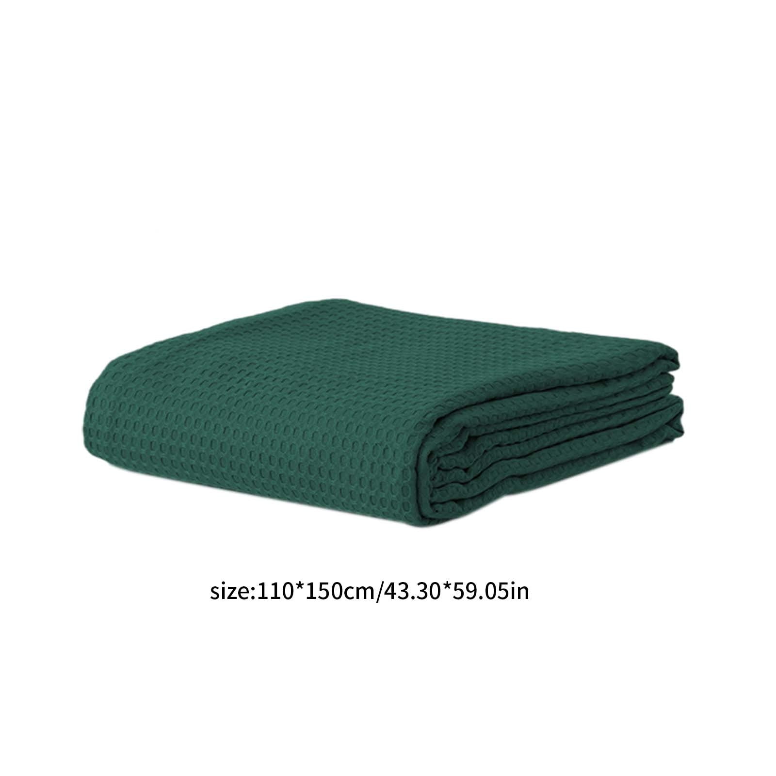 Loyerfyivos Cotton Blankets Queen Size for Bed - Waffle Weave Blankets for Summer, Lightweight and Breathable Soft Woven Blankets for Spring, White, 43.31x59.05in (Army Green)