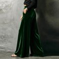 thumbnail image 5 of Mifsaly Women's Velvet Wide Leg Trousers High Waisted Flowy Palazzo Pants Fall Winter Elegant Evening Party Business Casual Outfits with Pockets, 5 of 8
