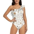 thumbnail image 2 of Yiaed Coffee Print Women One Piece Swimsuits Tummy Control One Shoulder Bathing Suits Pattern Ruffle Swimwear-Medium, 2 of 8