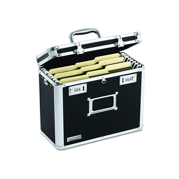 Caja organizadora de archivos, tamaño carta, tamaño carta, con candado, negra