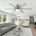 thumbnail image 2 of PHORUS 52" Sand Nickel Ceiling Fan with LED Light, Quiet DC Motor, Remote & App Control, 6-Speed Reversible Flush Mount Fan for Bedroom and Living Room, 2 of 10