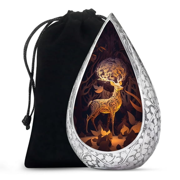 JAGSHASHI Majestic Golden Deer - Cremation For Ashes - Adult Ashes Urn - Urn For Ashes Human Adult - Burial Urn - Memorial Urn For Ashes - Decorative Urn For Human Ashes - 10 Inch - Large