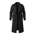 thumbnail image 4 of Mrmaere Men Lapel Trench Coat Double Breasted Belted Long Sleeve Outerwear For Business Daily Black S, 4 of 9