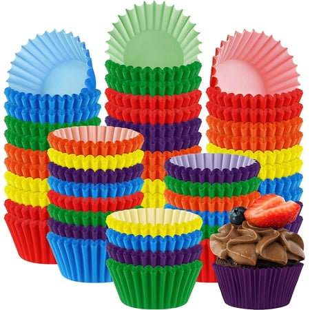1200 Pieces Mini Rainbow Cupcake Liners 1.25 Inch Paper Baking Cups Muffin Liners Cupcake Wrappers Creaseproof Muffin Cups for Weddings, Birthdays, Baby Showers