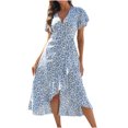 thumbnail image 1 of Vestido con cordones y manga corta con volantes estampados a la moda para mujer Fridja bnh4496, 1 of 5