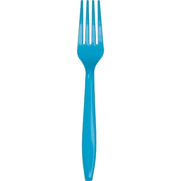 Creative Converting Touch of Color Premium 24 Count Plastic Forks, Turquoise