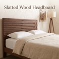 thumbnail image 3 of Queen Size Mid-Century Wood Platform Bed Frame with Slatted Headboard, No Box Spring Needed, Walnut, 3 of 9