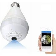 Security Camera Light Bulb, WiFi Smart Light Bulb Camera, 360 Degree Panoramic Camera Lamp with Floodlight & IR