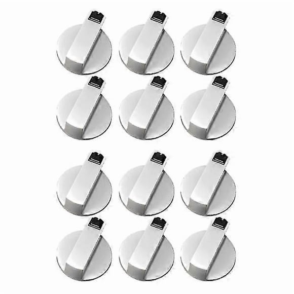 Stove Knobs, Oven Knob 12 Pcs, Zinc Alloy 6mm Universal Silver Gas Cooker Control Knobs Adapter