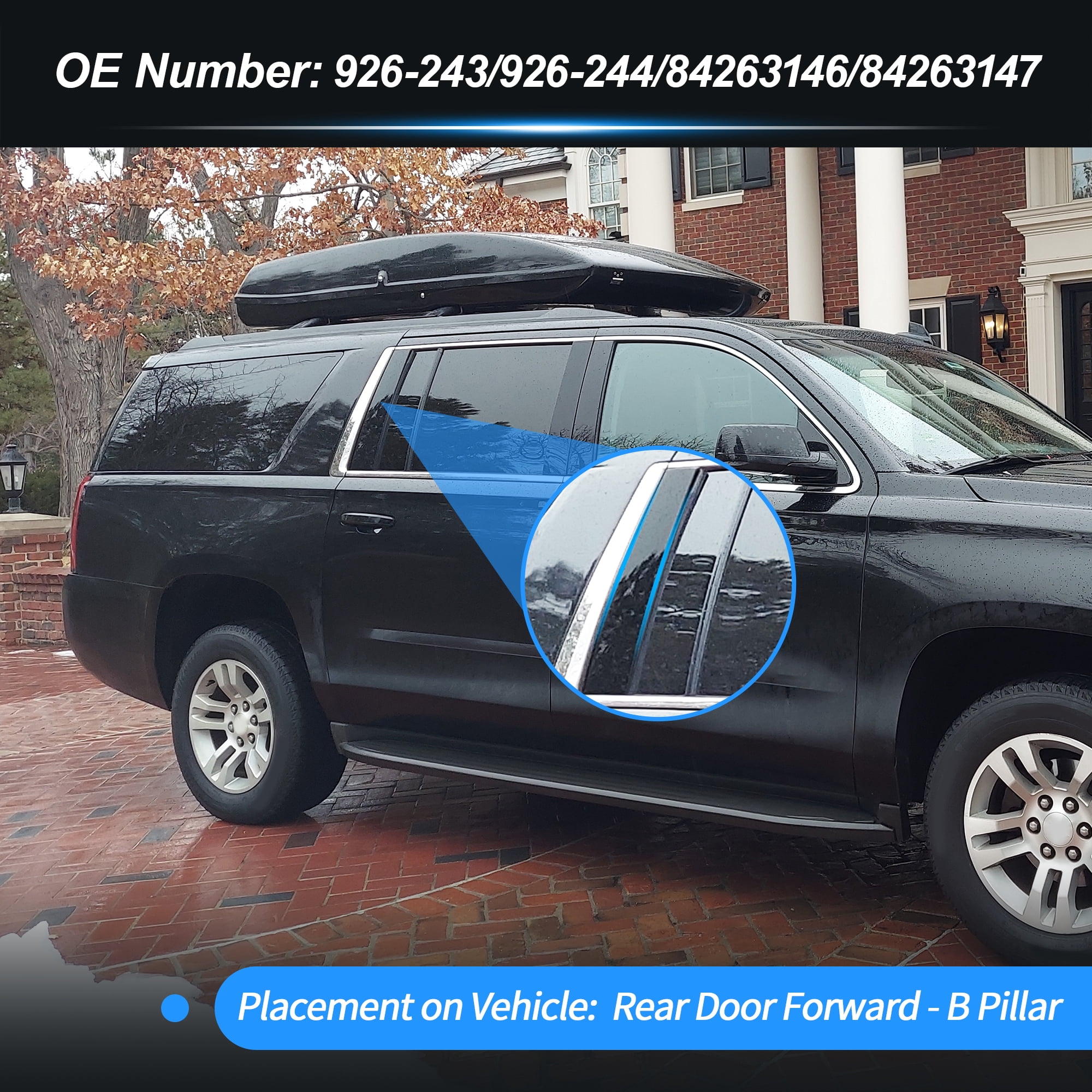 Unique Bargains 1Pair Rear Door B Pillar Trim for Chevy Suburban Tahoe 2015-2018