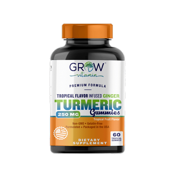 Grow Vitamin Turmeric Gummies with Ginger, 95% Curcuminoids, Vegan, 120 Count, 2-Pack
