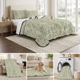 thumbnail image 6 of Queen Quilt Set 90''x96'', Sage Green Flowers Lightweight Bedspread Coverlet Set with 2 Pillow Shams, Rustic Pastoral Botanical Floral Leaf Breathable All Season Quilt Bedding for Bedroom/Guest Room, 6 of 9