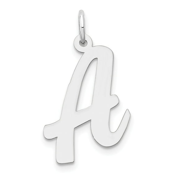14K White Gold Charm Pendant Themed 22 mm 14 Large Script Initial A