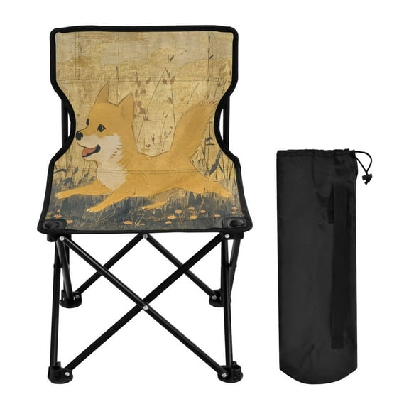WOBOGO Woodchuck Runs Among The Flowers Camping Chair Convenient Four Corner Backrest Folding Stool Can Hold Up to 220lbs