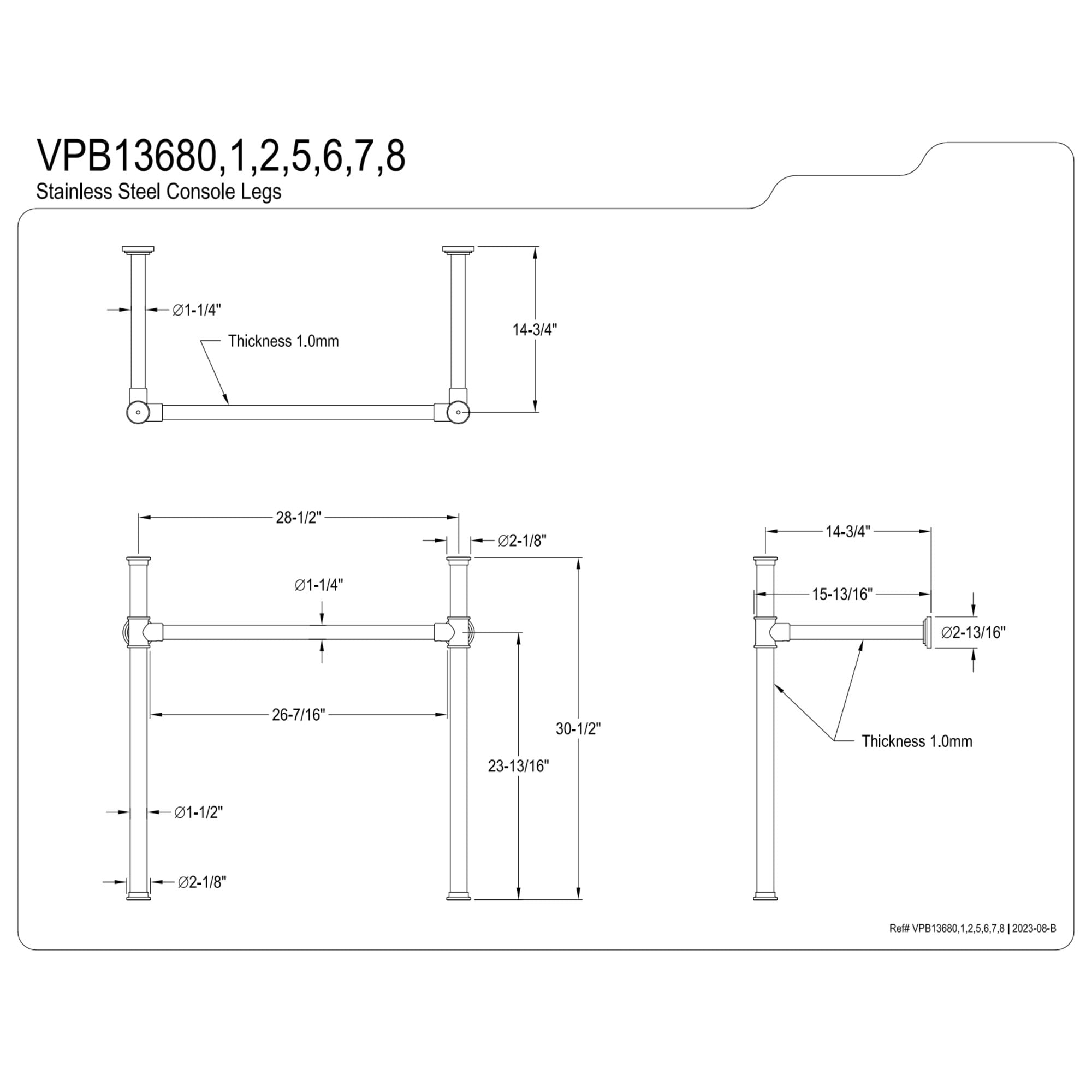 Kingston Brass VPB13685 Stainless Steel Console Sink Legs, Oil Rubbed Bronze
