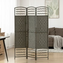 HOMCOM 3 Panel Room Divider, Folding Privacy Screen, 5.6' Room Separator, Wave Fiber Freestanding Partition Wall Divider, Dark Gray
