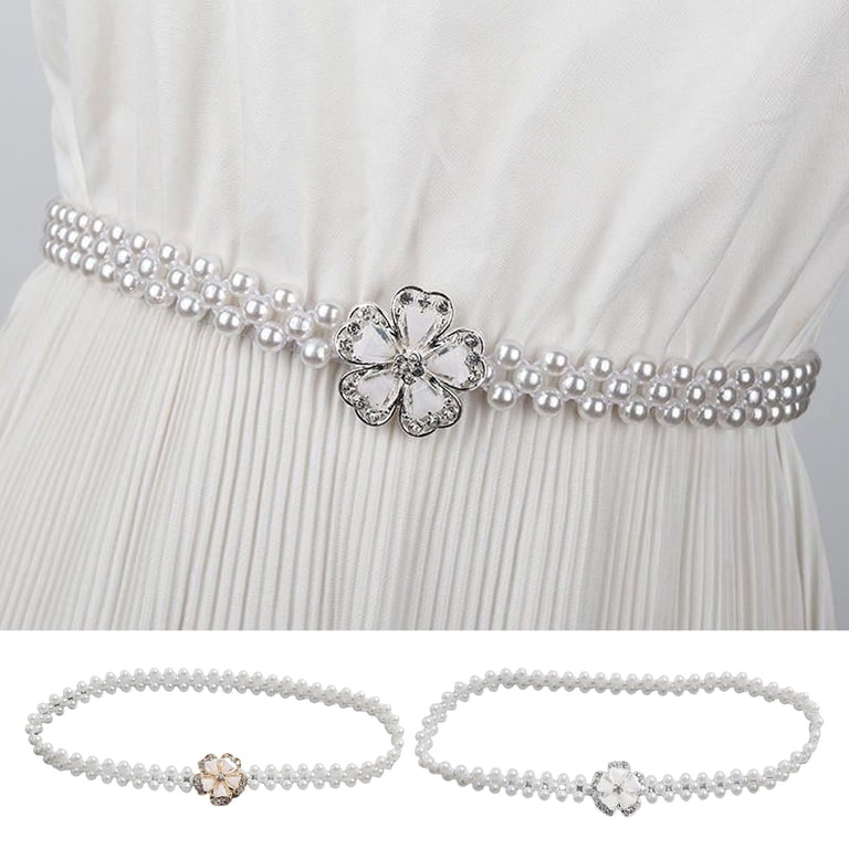 Elegant Rhinestone & Pearl Adjustable Waist Belt Amazon.com: Ubxvamm Elegant Adjustable Waist Accessory  main image 4