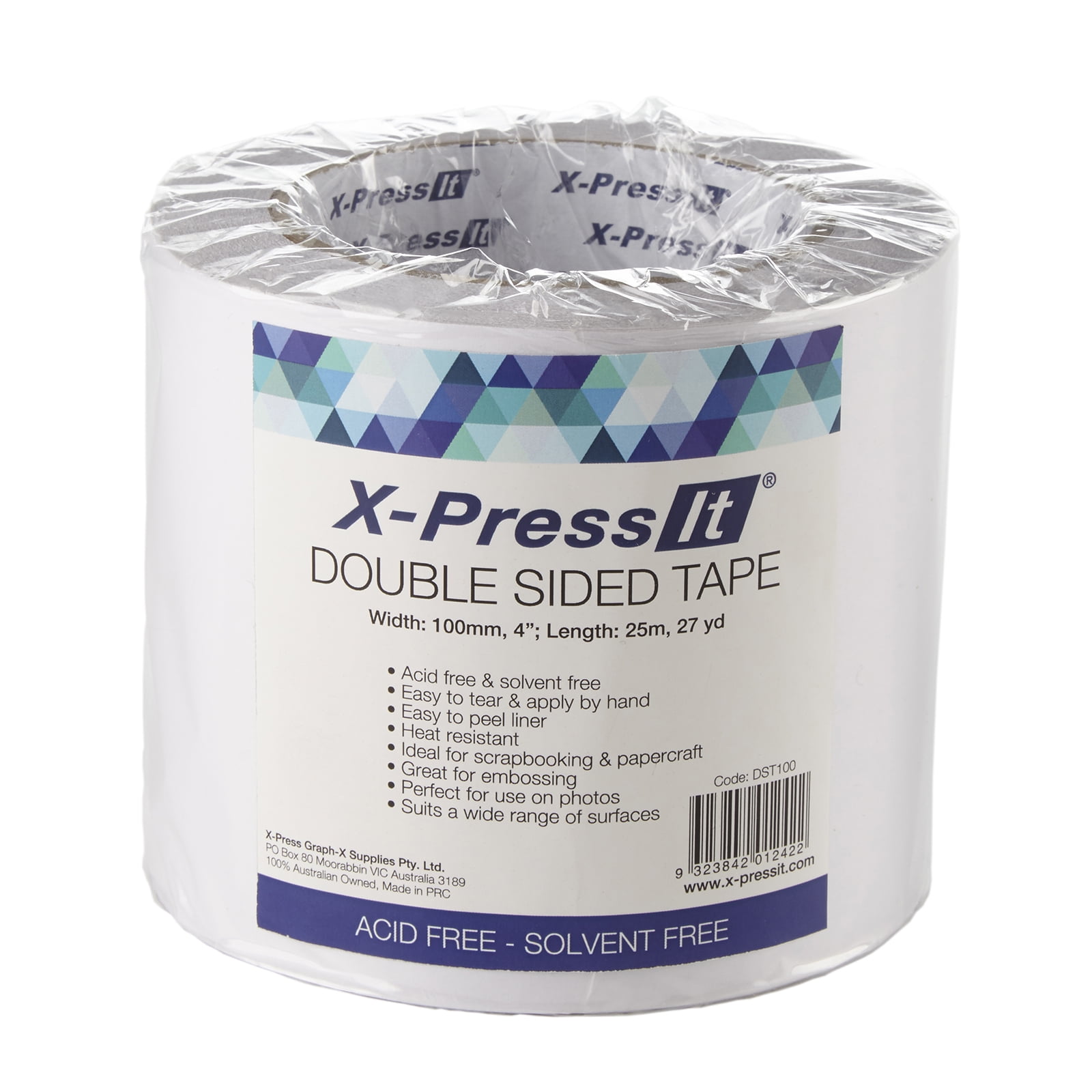 X-Press It Double Sided Tissue Tape, Low-Tack, 4' x 27 yds