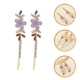 thumbnail image 1 of WRITWAA 1Pair Rhinestone Flower Hair Barrettes Purple Decorative Bobby Pins for Secure Hair Styling, 1 of 7